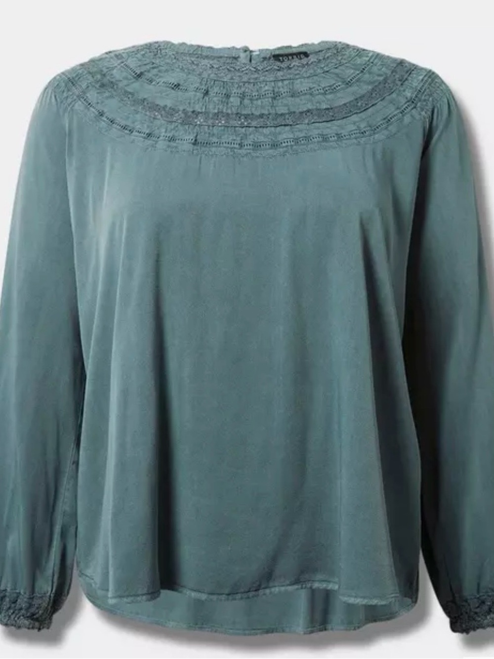 torrid sage green lace yoke blouse long sleeves size 1X